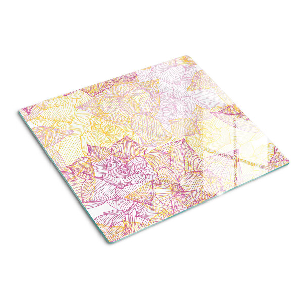 Planche à découper en verre Motif floral aux couleurs pastel