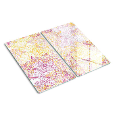 Planche à découper en verre Motif floral aux couleurs pastel
