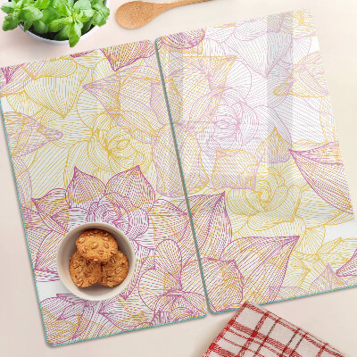 Planche à découper en verre Motif floral aux couleurs pastel