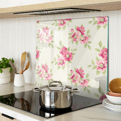 Planche à découper verre Fleurs dans les tons de rose