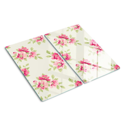 Planche à découper verre Fleurs dans les tons de rose