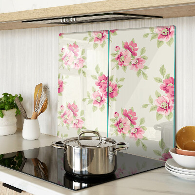 Planche à découper verre Fleurs dans les tons de rose