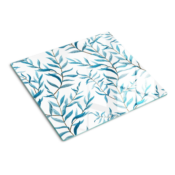 Planche à découper verre Feuilles aux tons bleus