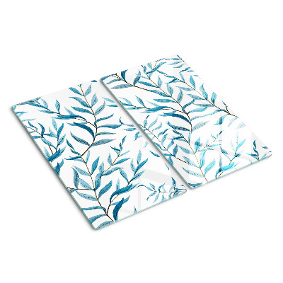 Planche à découper verre Feuilles aux tons bleus