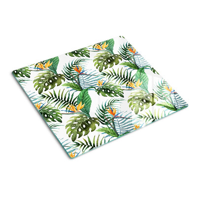 Planche à découper en verre Feuilles et fleurs tropicales