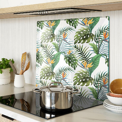 Planche à découper en verre Feuilles et fleurs tropicales