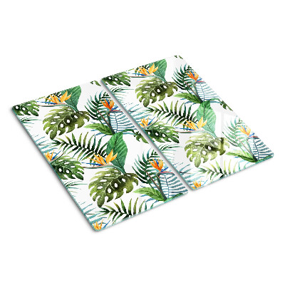 Planche à découper en verre Feuilles et fleurs tropicales