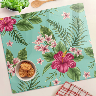 Planche à découper verre Motif floral tropical