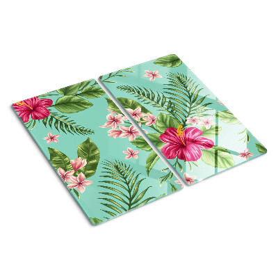 Planche à découper verre Motif floral tropical