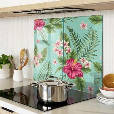 Planche à découper verre Motif floral tropical