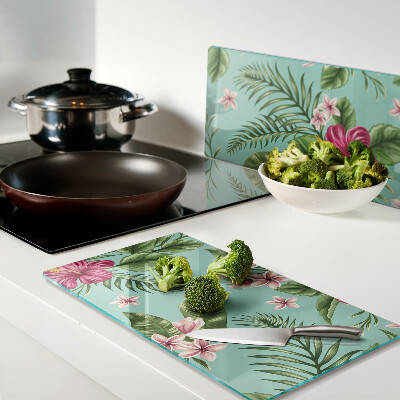 Planche à découper verre Motif floral tropical