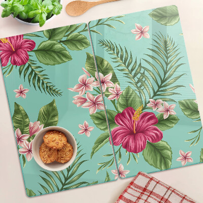 Planche à découper verre Motif floral tropical