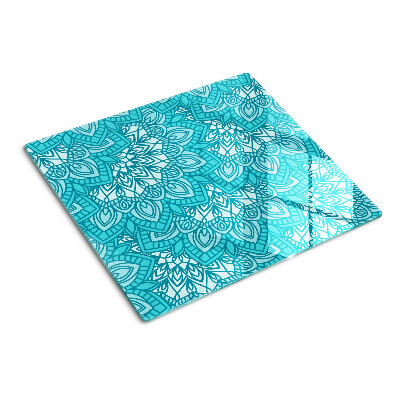 Planche à découper verre Motif mandala dans les tons de bleu