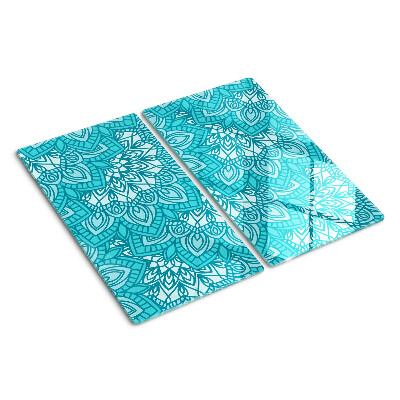 Planche à découper verre Motif mandala dans les tons de bleu