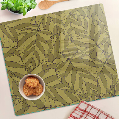 Planche à découper verre Feuilles aux tons dorés