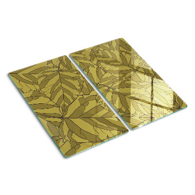 Planche à découper verre Feuilles aux tons dorés