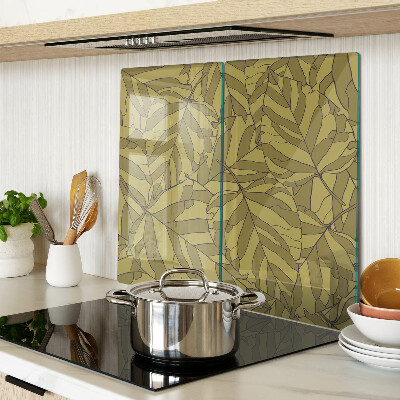 Planche à découper verre Feuilles aux tons dorés
