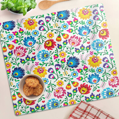 Planche à découper en verre Motif folklorique floral