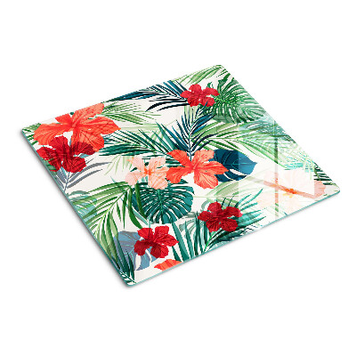 Planche à découper verre Motif de plantes tropicales avec des fleurs