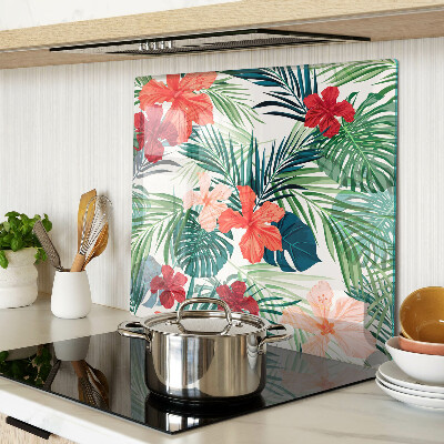 Planche à découper verre Motif de plantes tropicales avec des fleurs