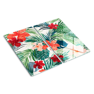 Planche à découper verre Motif de plantes tropicales avec des fleurs