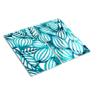 Planche à découper verre Feuilles aux tons turquoise