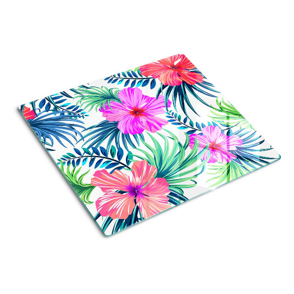 Planche à découper en verre Motif floral tropical