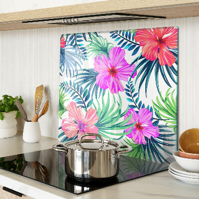 Planche à découper en verre Motif floral tropical