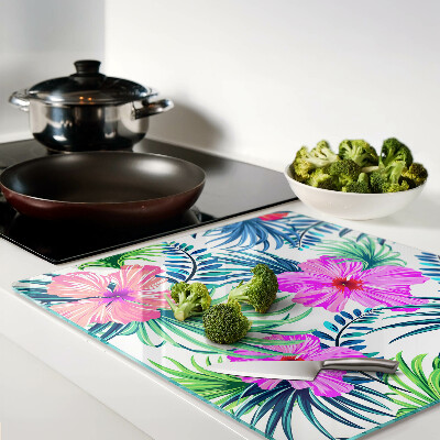 Planche à découper en verre Motif floral tropical