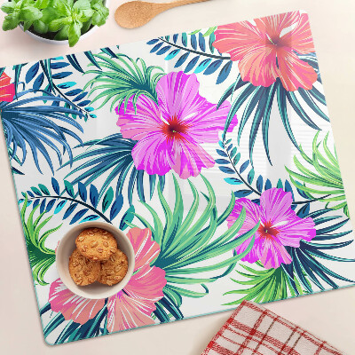 Planche à découper en verre Motif floral tropical
