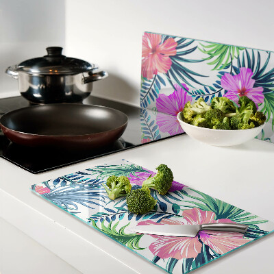 Planche à découper en verre Motif floral tropical