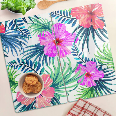 Planche à découper en verre Motif floral tropical