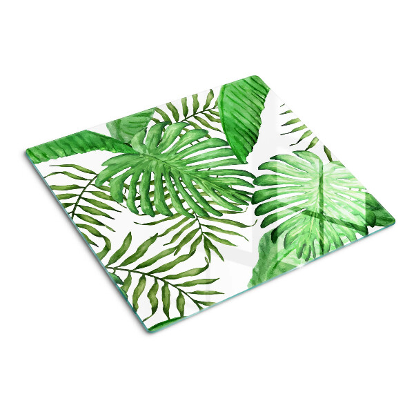 Planche à découper en verre Feuilles tropicales dans des tons de vert