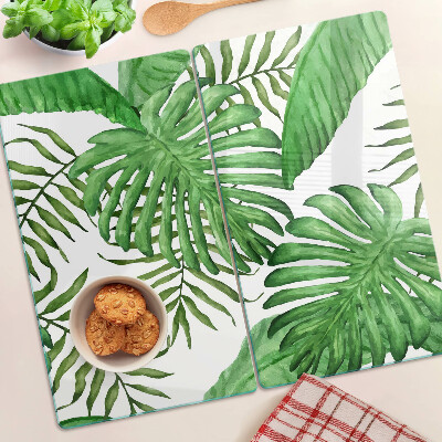 Planche à découper en verre Feuilles tropicales dans des tons de vert