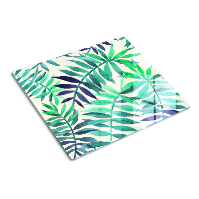 Planche à découper en verre Feuilles de palmier à l'aquarelle