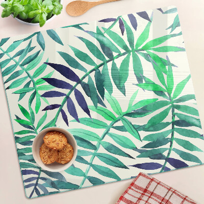 Planche à découper en verre Feuilles de palmier à l'aquarelle