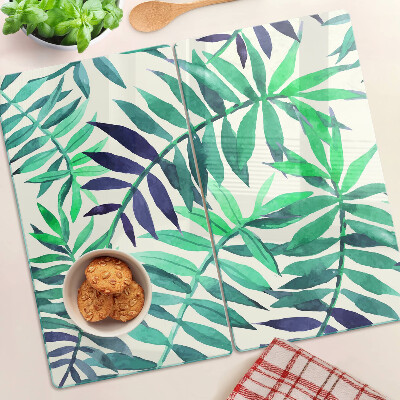 Planche à découper en verre Feuilles de palmier à l'aquarelle