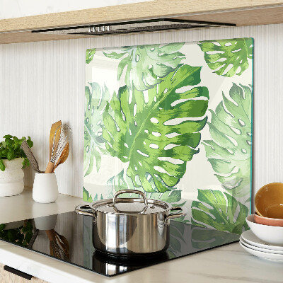 Planche à découper en verre Feuilles de Monstera sur fond clair
