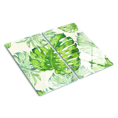 Planche à découper en verre Feuilles de Monstera sur fond clair