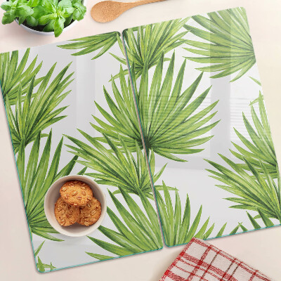 Planche à découper verre Feuilles de palmier dans des tons de vert