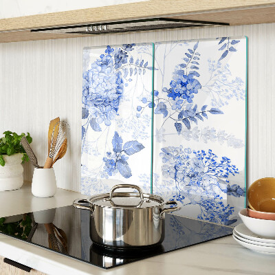 Planche à découper verre Fleurs aux tons bleus