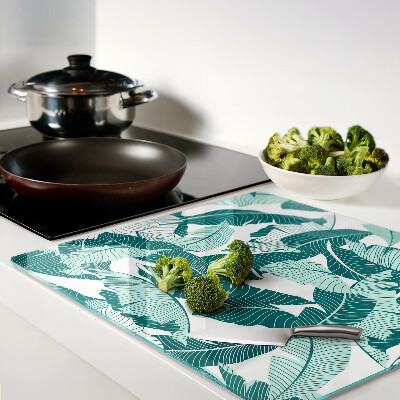 Planche à découper en verre Feuilles tropicales dans des tons de vert