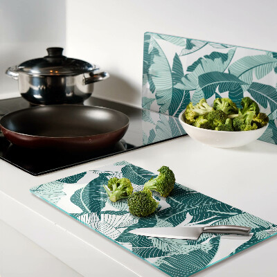Planche à découper en verre Feuilles tropicales dans des tons de vert