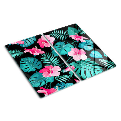 Planche à découper en verre Fleurs et feuilles tropicales