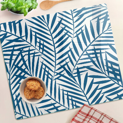 Planche à découper verre Feuilles de palmier dans des tons de bleu
