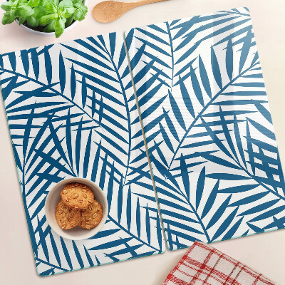 Planche à découper verre Feuilles de palmier dans des tons de bleu