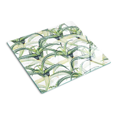 Planche à découper en verre Feuilles de plantes de style aquarelle
