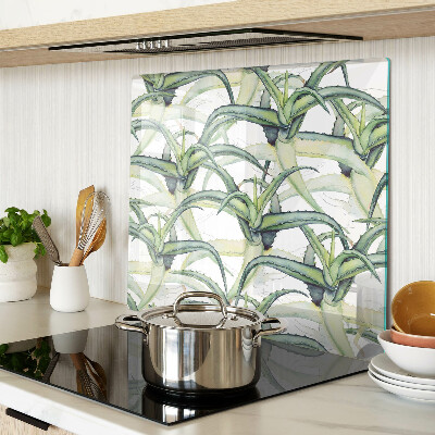Planche à découper en verre Feuilles de plantes de style aquarelle