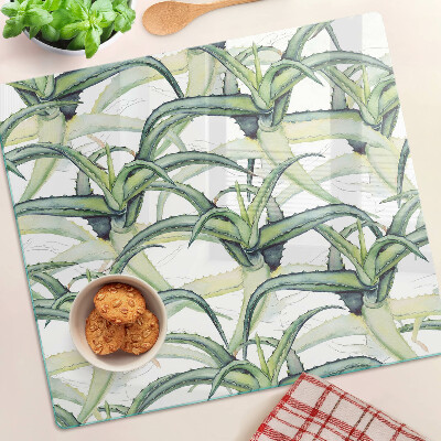 Planche à découper en verre Feuilles de plantes de style aquarelle