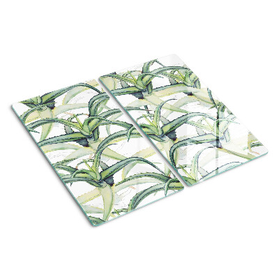 Planche à découper en verre Feuilles de plantes de style aquarelle